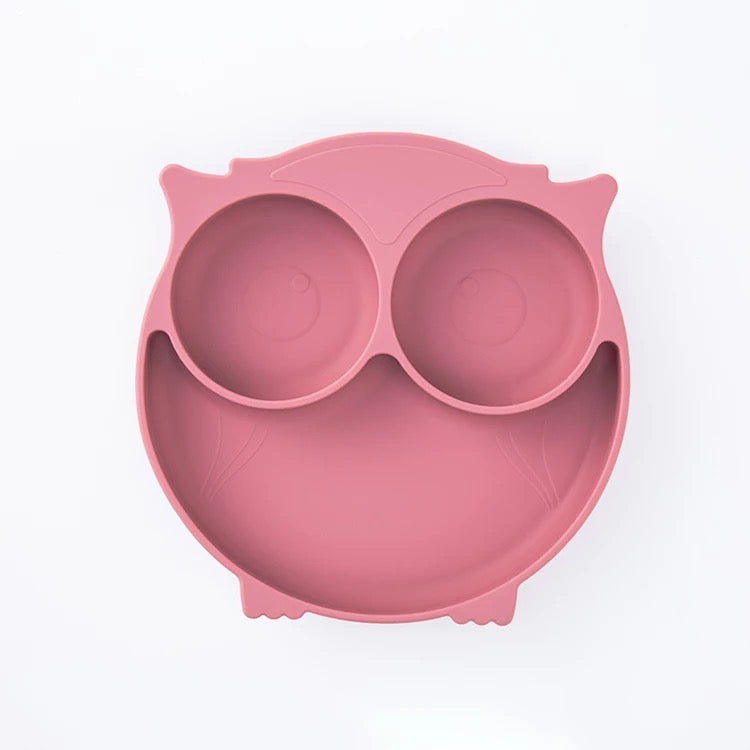 Owl Silicone Suction Plate - Rose