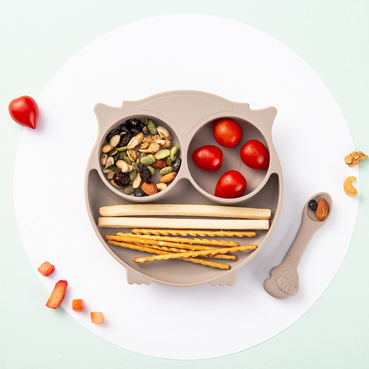 Owl Silicone Suction Plate - Grey