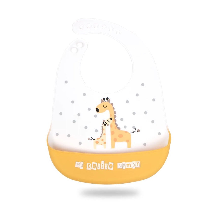 Mommy & Baby Giraffe Silicone Baby Bib