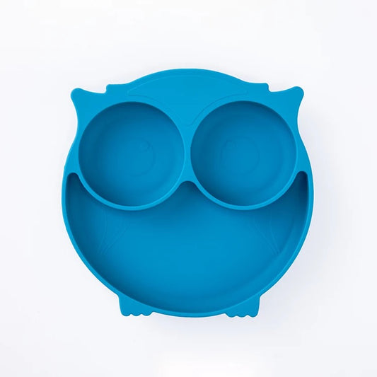 Owl Silicone Suction Plate - Sky Blue
