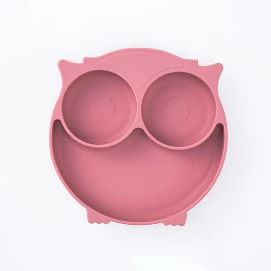 Owl Silicone Suction Plate - Rose